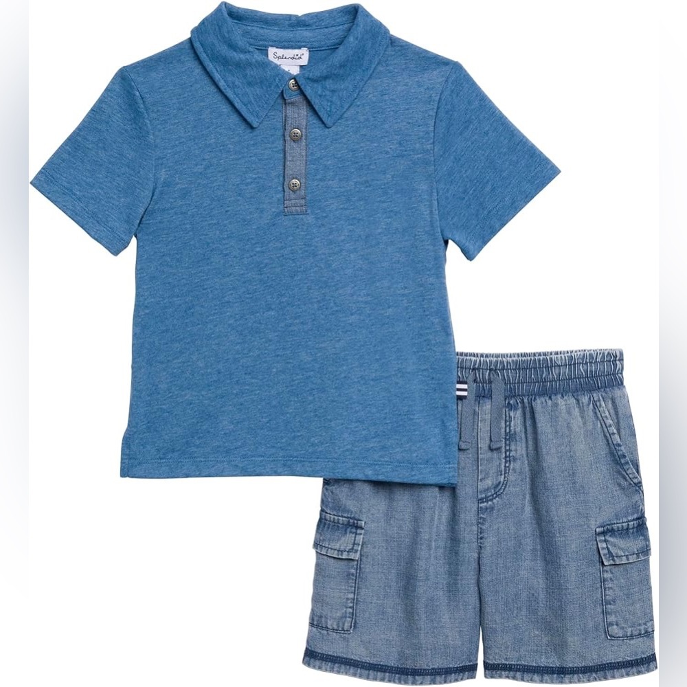 Splendid Baby Boy's Standard Bow Blue Polo Set